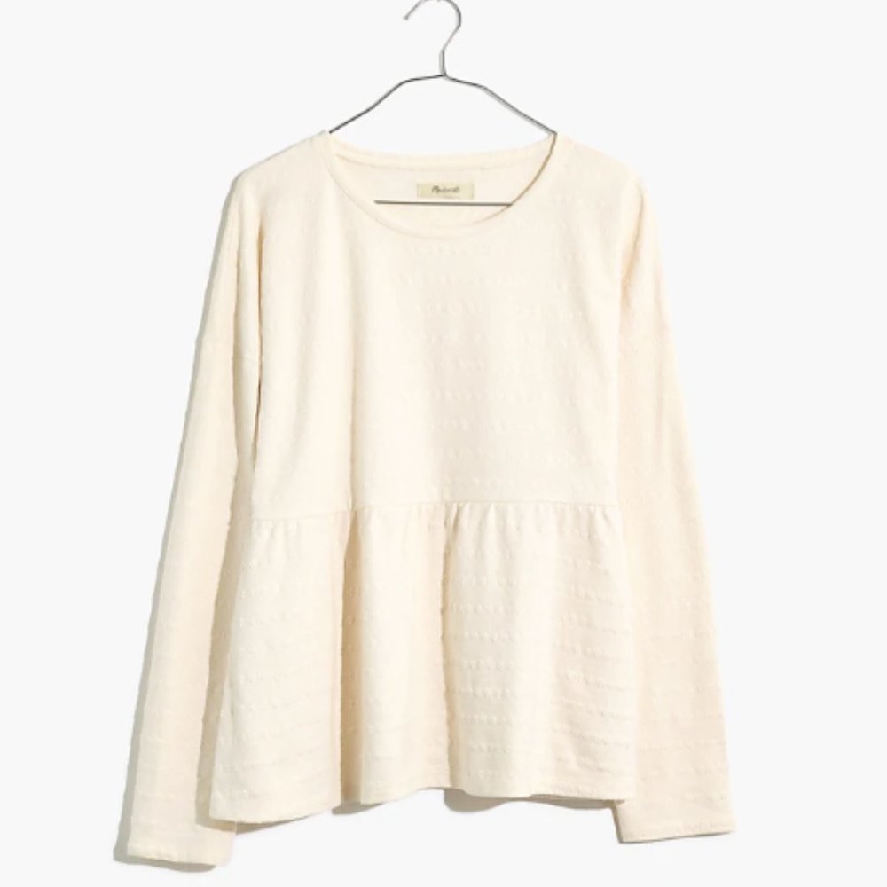 Madewell | Jacquard Babydoll Top in Lighthouse Cream - Size S - Picture 7 of 12